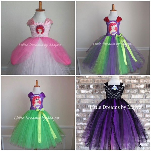 Princess Ariel inspired tutu costume, my little mermaid inspired birthday party dress size nb to 9years