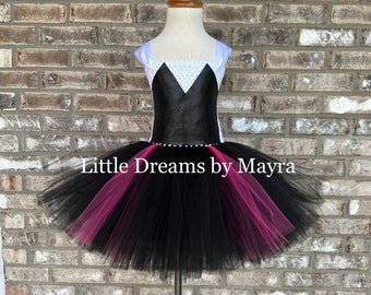 Schwarz weißes Tutu Kleid, Gwen inspiriertes Geburtstags-Tutu, Superhelden inspiriertes Geburtstags-Party-Outfit Größe 12Jahre