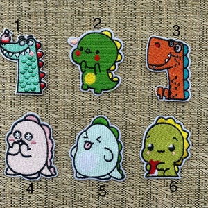 Dinosaur inspired iron on patches, cute dinosaur, baby dinosaur iron on, Dino patches