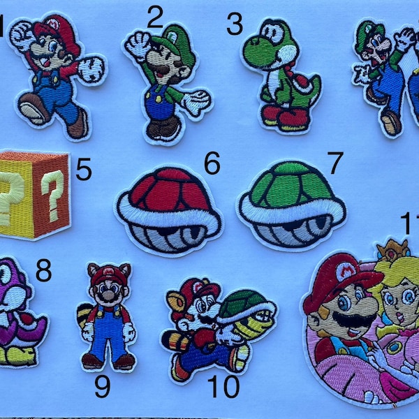 Mario Kart inspired iron on patch, Super Mario inspired iron on patch, Mario and Yoshi iron on patch