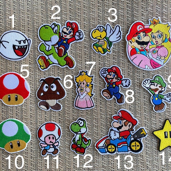 Mario Kart inspired iron on patch, Super Mario inspired iron on patch, Mario and Yoshi iron on patch