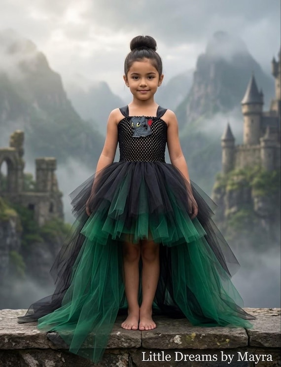 black and green dragon dress Inspired Tutu Dress, High Low Hunter Tutu Dress, Halloween Tutu Dress, Summer Birthday Party Tutu Dress, Hero Tutu Halloween costume