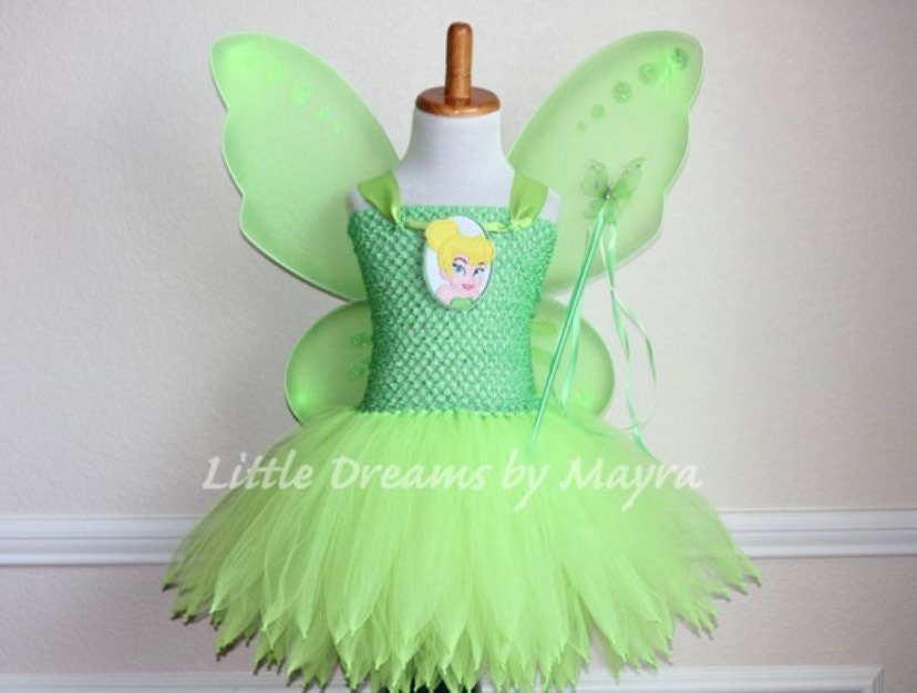 Tinkerbell inspired outfit, tinker inspired tutu dress costume outfit size  nb to 12 years