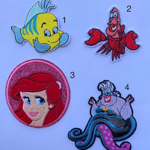 Ursula inspired iron on patch, Ariel The little mermaid iron on patch inspired, Flounder inspired iron on patches