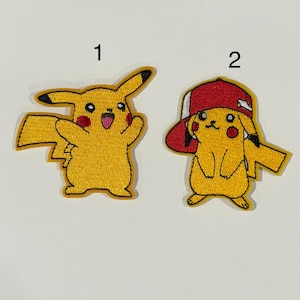 Pikachu inspired iron on, Pikachu inspired embroidery patch, Pikachu birthday party inspired applique