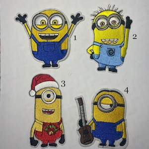 Minions iron on inspired patch, minions xmas inspired patch