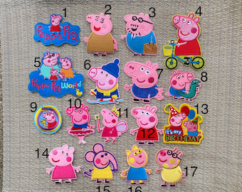 Peppa pig and friends iron on inspired patch, Peppa pig birthday party inspired patch, Peppa pig embroidered patch inspired applique