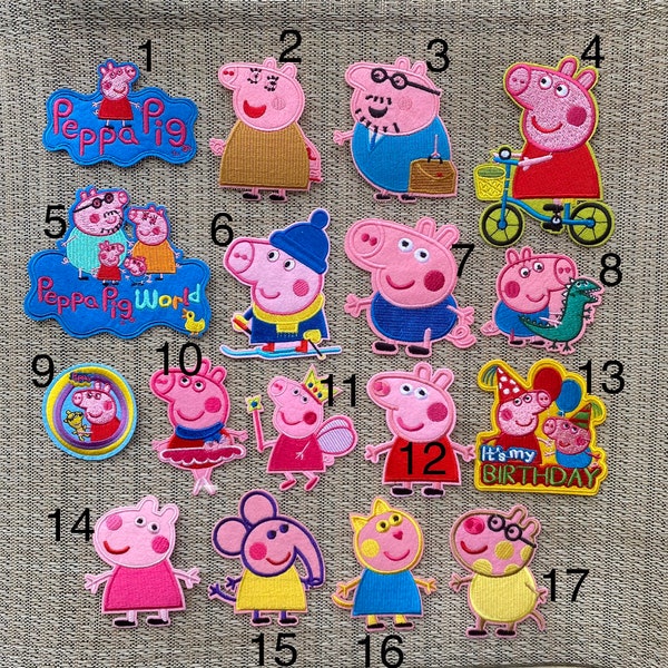 Peppa pig and friends iron on inspired patch, Peppa pig birthday party inspired patch, Peppa pig embroidered patch inspired applique