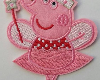 Peppa pig iron on inspired patch, Peppa pig ballerina birthday party inspired patch