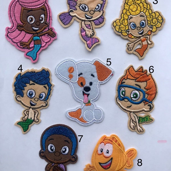 Bubble guppies iron on inspired patch, Bubble guppies birthday party inspired applique