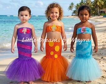 Mermaid inspired birthday party costume, Mermaid inspired tutu dress size nb to 10years