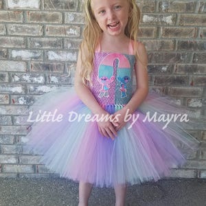 Satin and Chenille inspired tutu dress, Trolls inspired birthday party outfit size nb to 12years