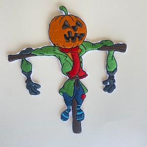 Scarecrow patch, scarecrow iron on patch, pumpkin patch, pumpkin carriage inspired patch, halloween patch, ghost embroidery patch