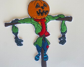 Scarecrow patch, scarecrow iron on patch, pumpkin patch, pumpkin carriage inspired patch, halloween patch, ghost embroidery patch