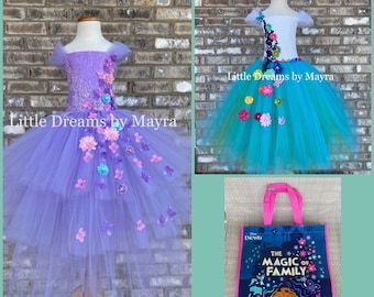 Encanto inspired tutu dress and FREE bag, Maribel inspired costume, Isabela inspired tutu dress available in size nb to 12 years