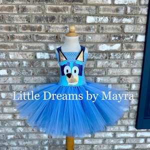 Blue tutu dress, blue dog inspired birthday tutu dress size nb to 12 years