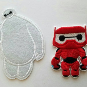 Big Hero iron on inspired patch, Big Hero embroidery patch inspired, Baymax birthday party inspired applique