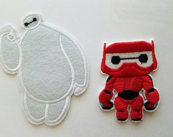 Big Hero iron on inspired patch, Big Hero embroidery patch inspired, Baymax birthday party inspired applique