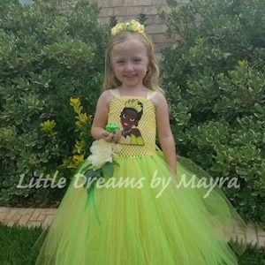 Princess Tiana inspired tutu costume, Princess Tiana inspired birthday party dress size nb to 12 years