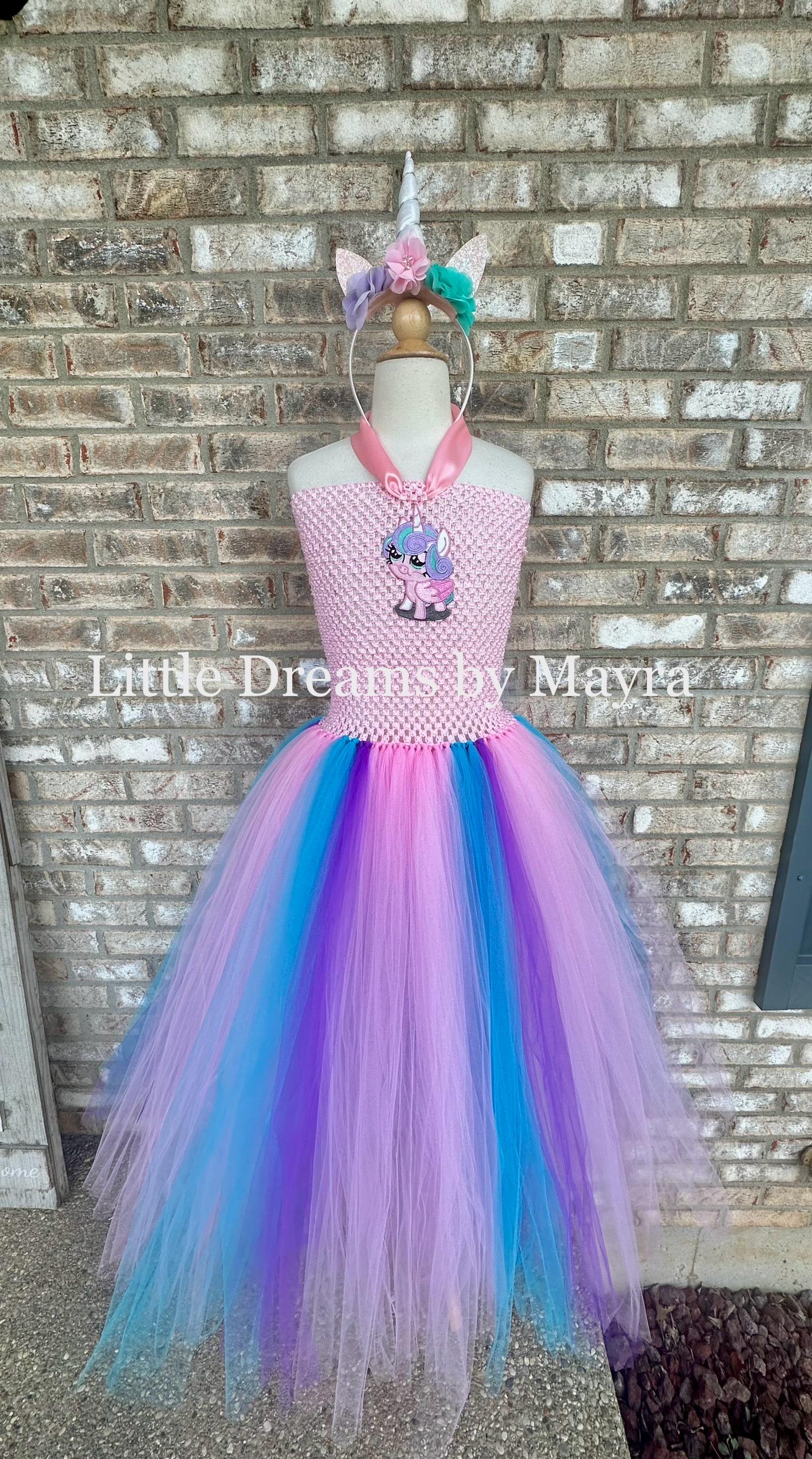 open lace back dress My Little Pony Birthday Girl Dress