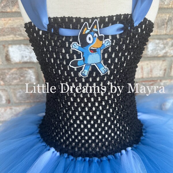 Dog inspired tutu dress with doggy ears headband, blue tutu dress with headband , dog inspired birthday tutu dress size nb to 12 years