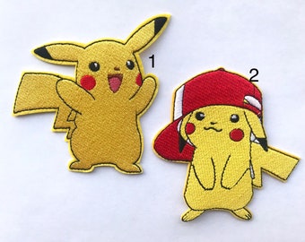 Pikachu inspired iron on, Pikachu inspired embroidery patch, Pikachu birthday party inspired applique