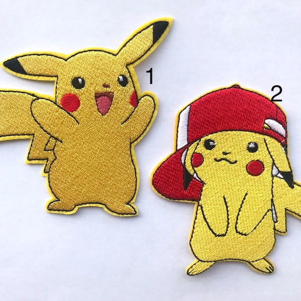 Pikachu inspired iron on, Pikachu inspired embroidery patch, Pikachu birthday party inspired applique