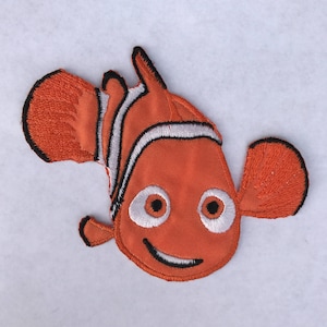 Nemo inspired iron on patch, Nemo inspired embroidery patch