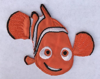 Nemo inspired iron on patch, Nemo inspired embroidery patch