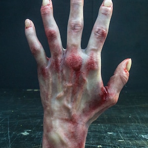 Pose-able Silicone Severed Hand - Female Left Painted - Display Prop Halloween Decoration