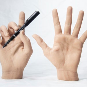 Pose-able Pair of Male Silicone Mannequin Hands - Light Skin Tone - Display Model Prop Lifesize