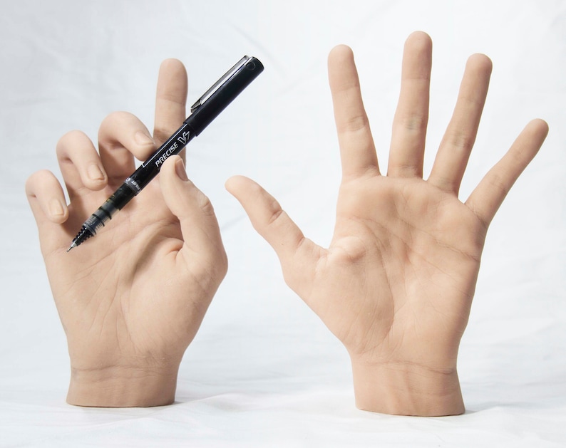 Pose-able Pair of Male Silicone Mannequin Hands - Light Skin Tone - Display Model Prop Lifesize image 1