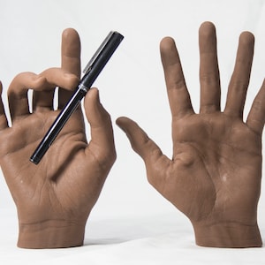 Pose-able Male Silicone Mannequin Hands - Dark Skin Tone - Display Model Prop Lifesize
