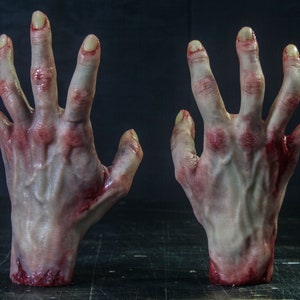 Pose-able Silicone Severed Hands - Female Pair Painted - Display Prop Halloween Decoration