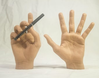 Pose-able Male Silicone Mannequin Hands – Medium light - Display Model Prop lifesize