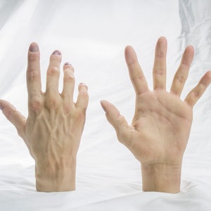 Pose-able Painted Female Silicone Mannequin Hands - Light Skin Tone - Display Model Prop