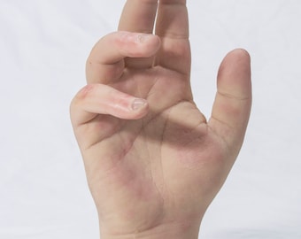 Pose-able Painted Pair Male Robust Silicone Mannequin Hands - Light Skin Tone - Display Model Prop