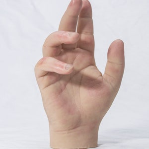 Pose-able Painted Right Silicone Robust Male Mannequin Hand - Light Skin Tone - Display Model Prop - Large