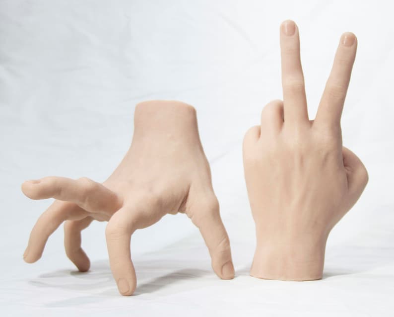 Pose-able Pair of Male Silicone Mannequin Hands - Light Skin Tone - Display Model Prop Lifesize image 2