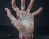 Pose-able Silicone Severed Hand - Male Left Painted - Display Prop Halloween Decoration