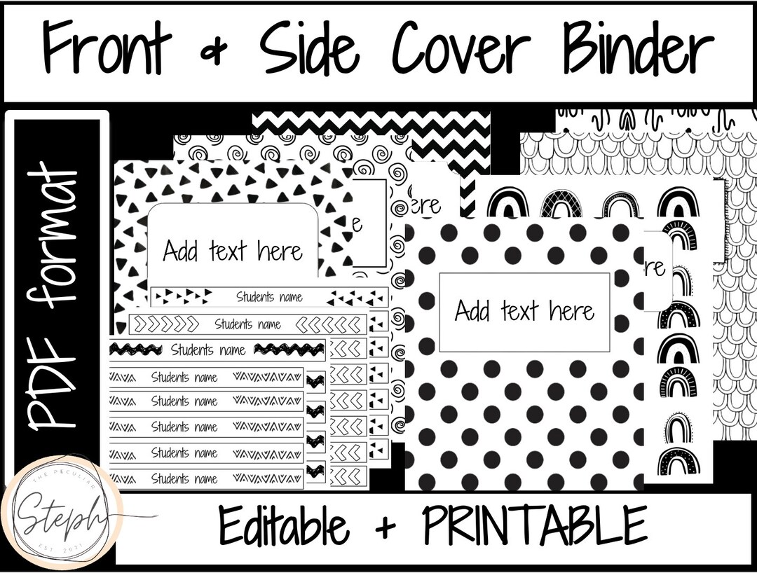 Editable Binder Cover & Spines DIGITAL DOWNLOAD Etsy