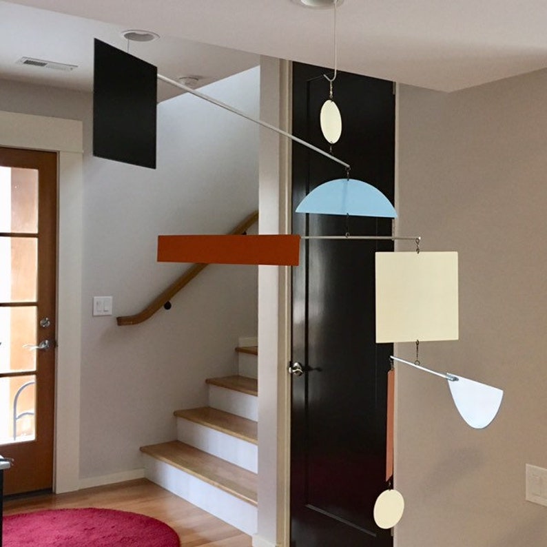Big Mobile Hanging Art Sculpture 50 Kinetic Mondrian 122xl 50 W X 26 H Original Handcrafted Metal Mobile