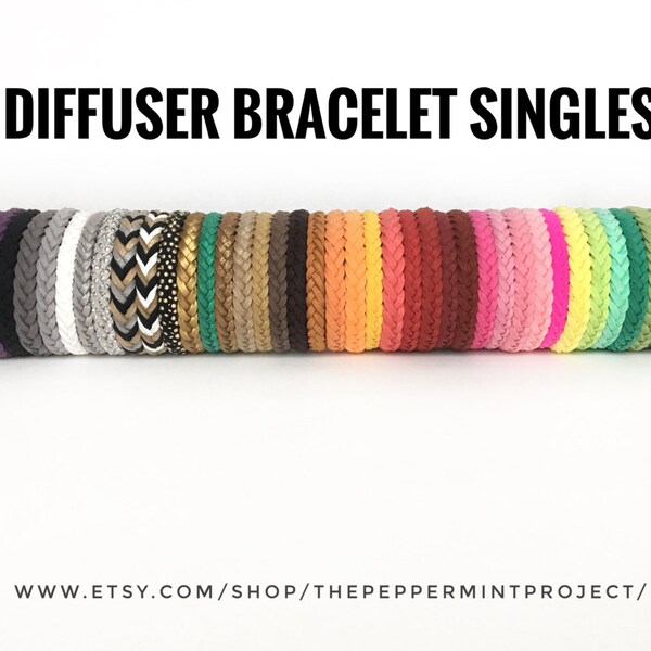 Essential Oil Diffuser Bracelet Singles Only ~ Women Men Girls Boys ~ Braided Herringbone ~ 1 Handmade Vegan Faux Leather Diffusing Bracelet