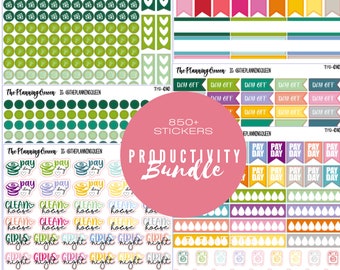 Productivity Sticker Bundle, 850+ stickers, adult calender stickers, variety sticker pack, journal and calendar, Accessories for planning