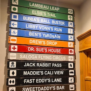 Custom Ski Trail Signs with Boxed White Edge. Personalized Rustic Ski Signs. Handmade in the USA!