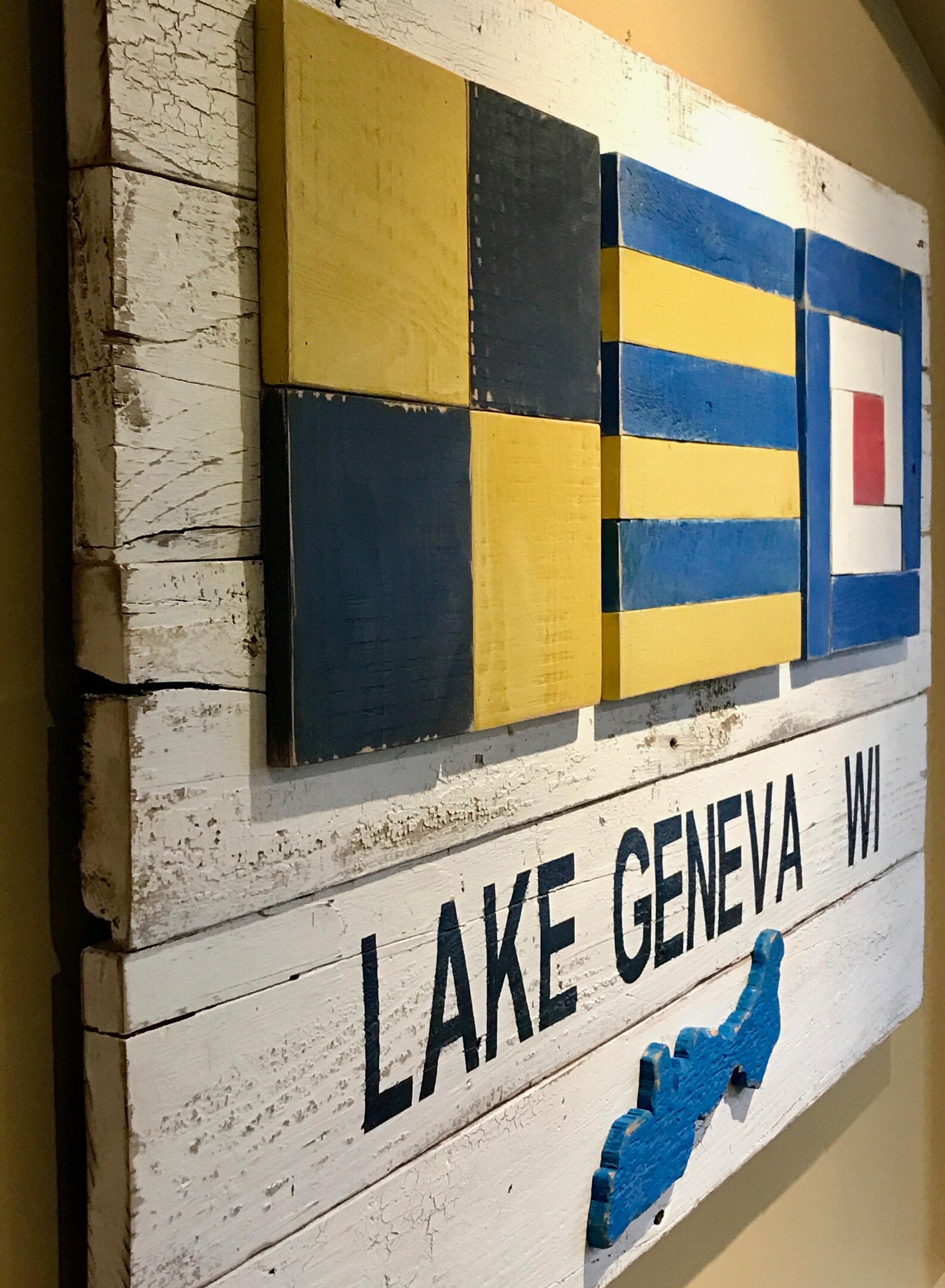 Custom Lake Signs Nautical Flag Wood Sign the Three Nautical Etsy