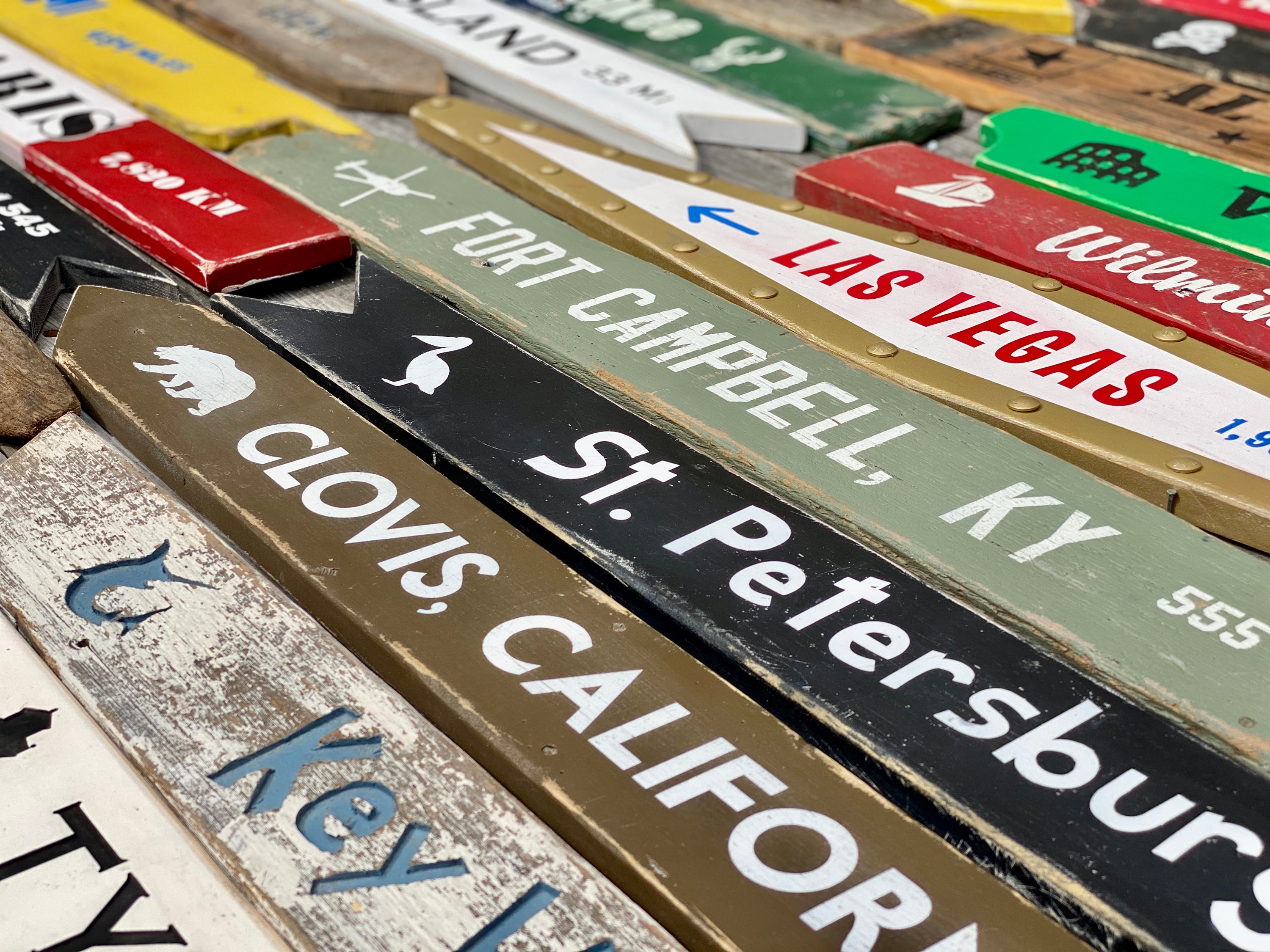Random Directional Signs. Custom Made Destination Signs. Distressed ...