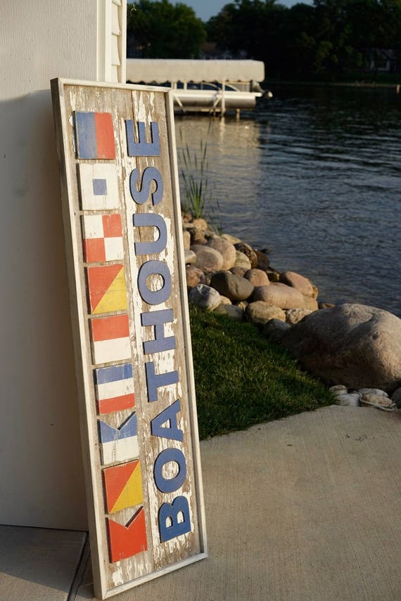 Weathered Boathouse custom nautical flag sign We can make any Etsy