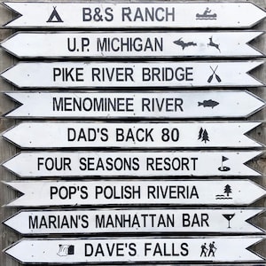 Wisconsin Northwoods Directional Wooden Sign – Custom Vintage Arrow Sign