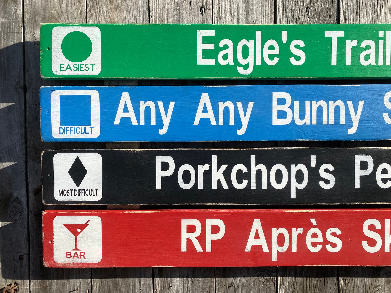 Supersized Custom Ski Trail Signs, 3-9 Slat Skiing Distressed Wood Sign ...